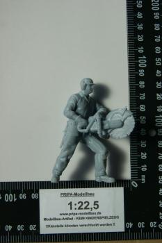 Figur Bauarbeiter mit Betonsäge - unbemalt