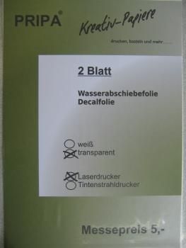 A4 Decalfolie, transparent für Laserdrucker